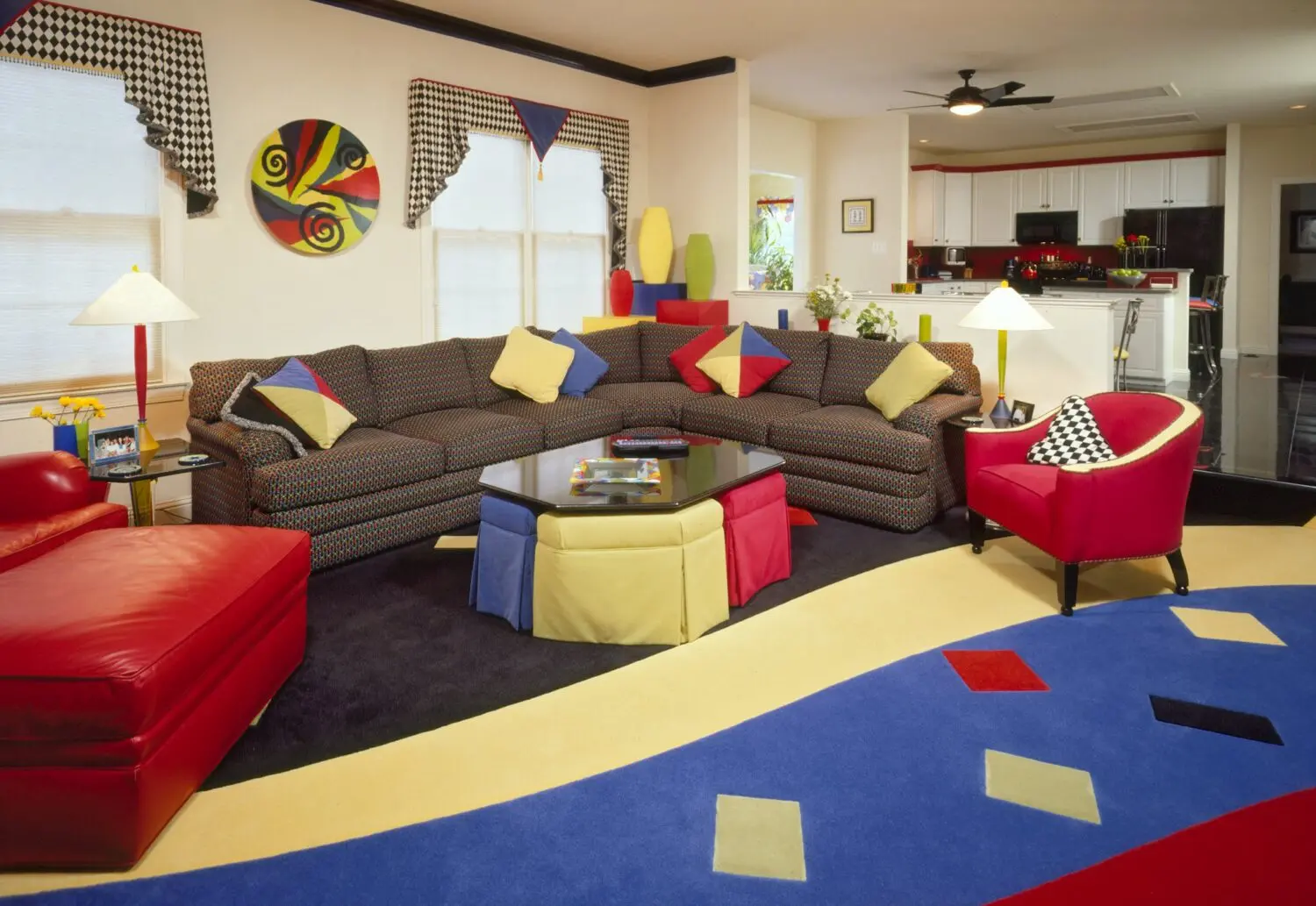a living room with a couch and a coffee table
