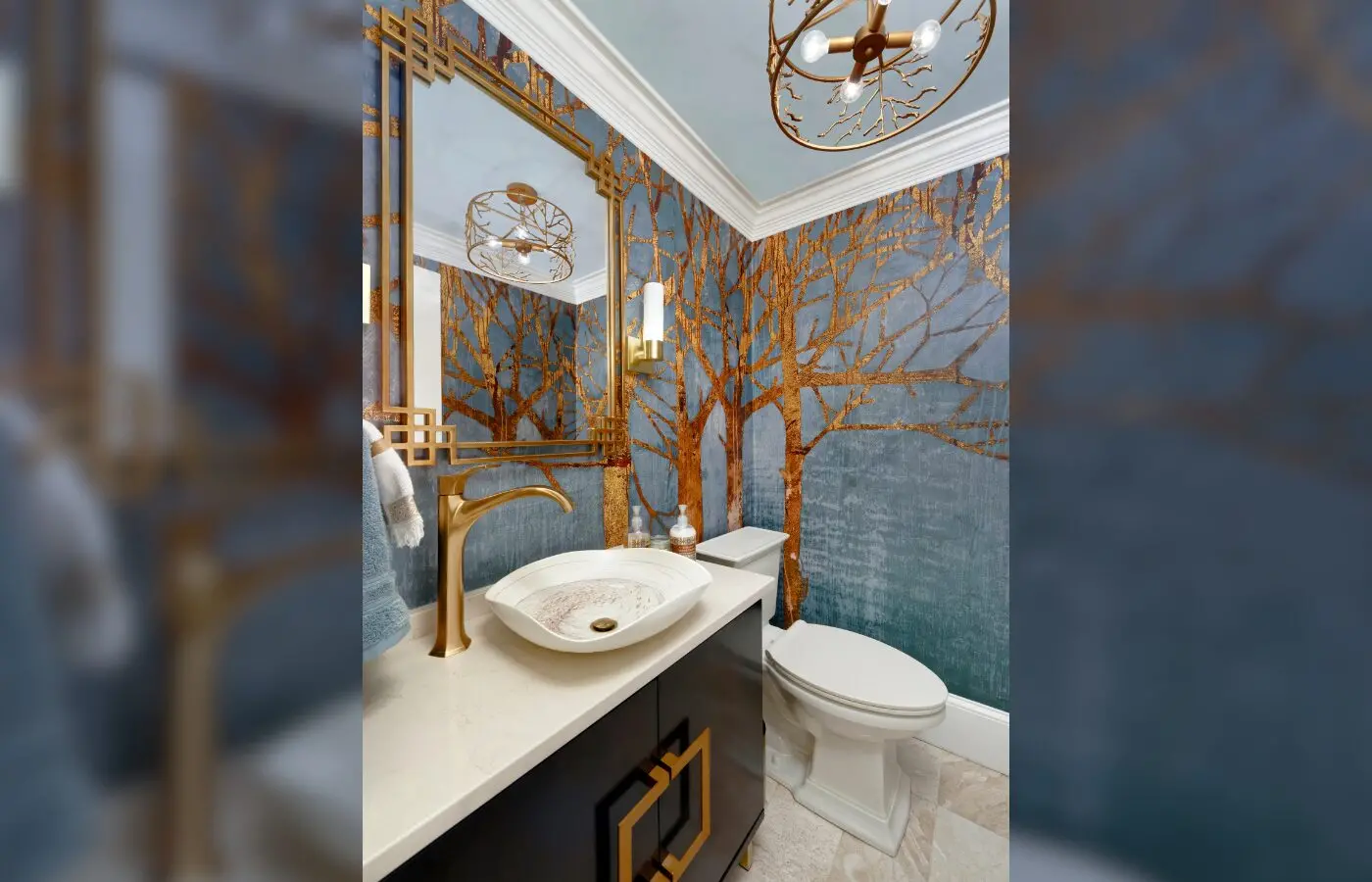 a bathroom with a mirror and a sink