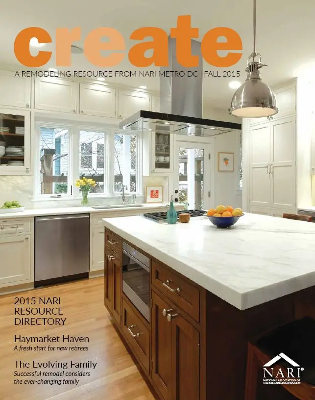 Haymarket Haven 1 | Award Winning Interior Designers Washington Dc &Amp; Northern Virginia Areas a magazine cover with a kitchen and a large island