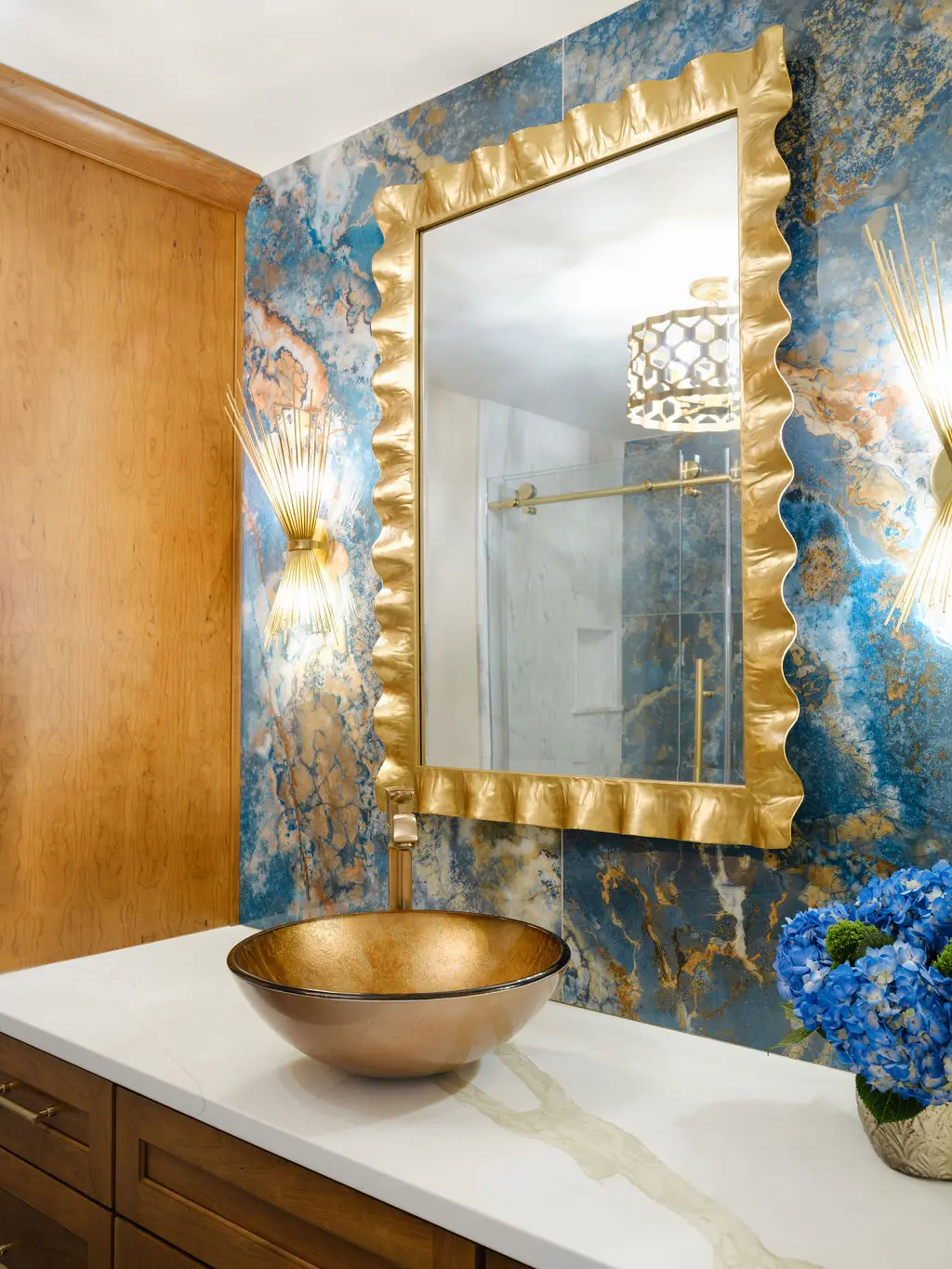 Premier Interior Design Services In Reston 1 | Award Winning Interior Designers Washington Dc &Amp; Northern Virginia Areas decorative wallpaper in bathroom renovation project washington dc bathroom decorator